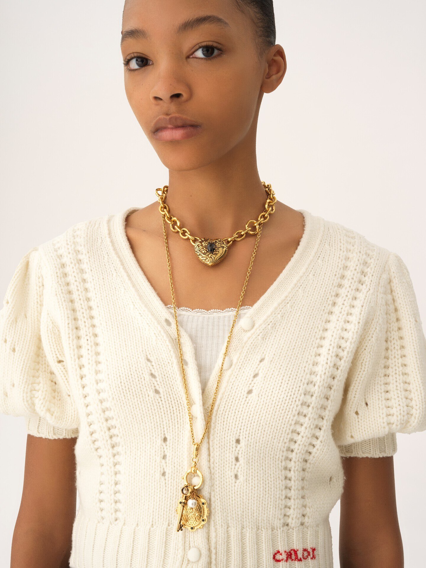 Cardigan manches bouffantes en maille de laine et cachemire - 6