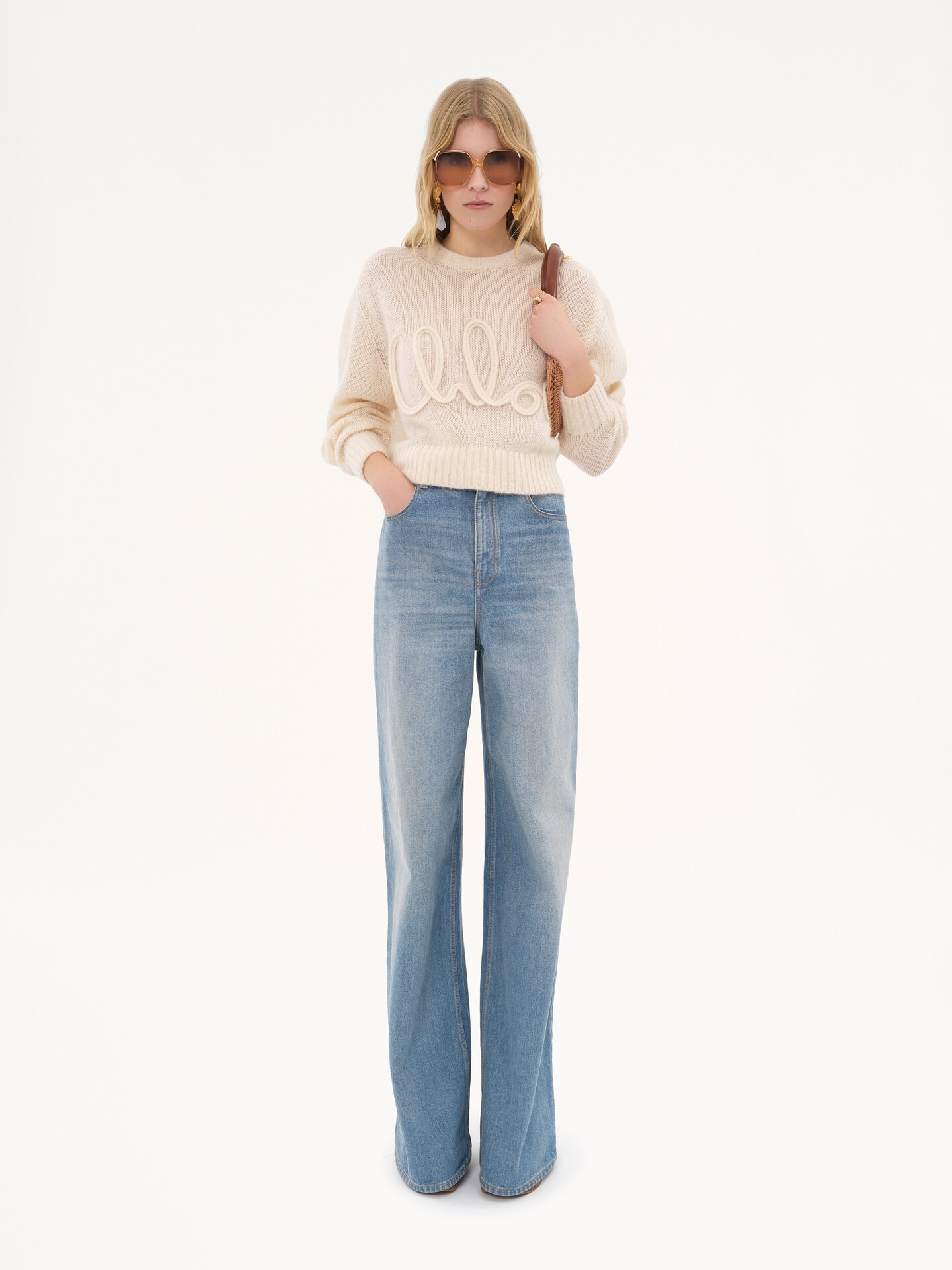 Logo jumper in alpaca wool & silk knit - 3