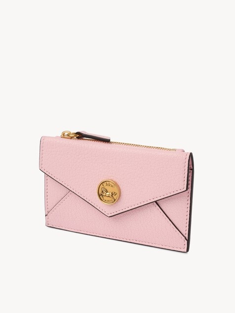 Small Envelope purse with card slots in grained leather