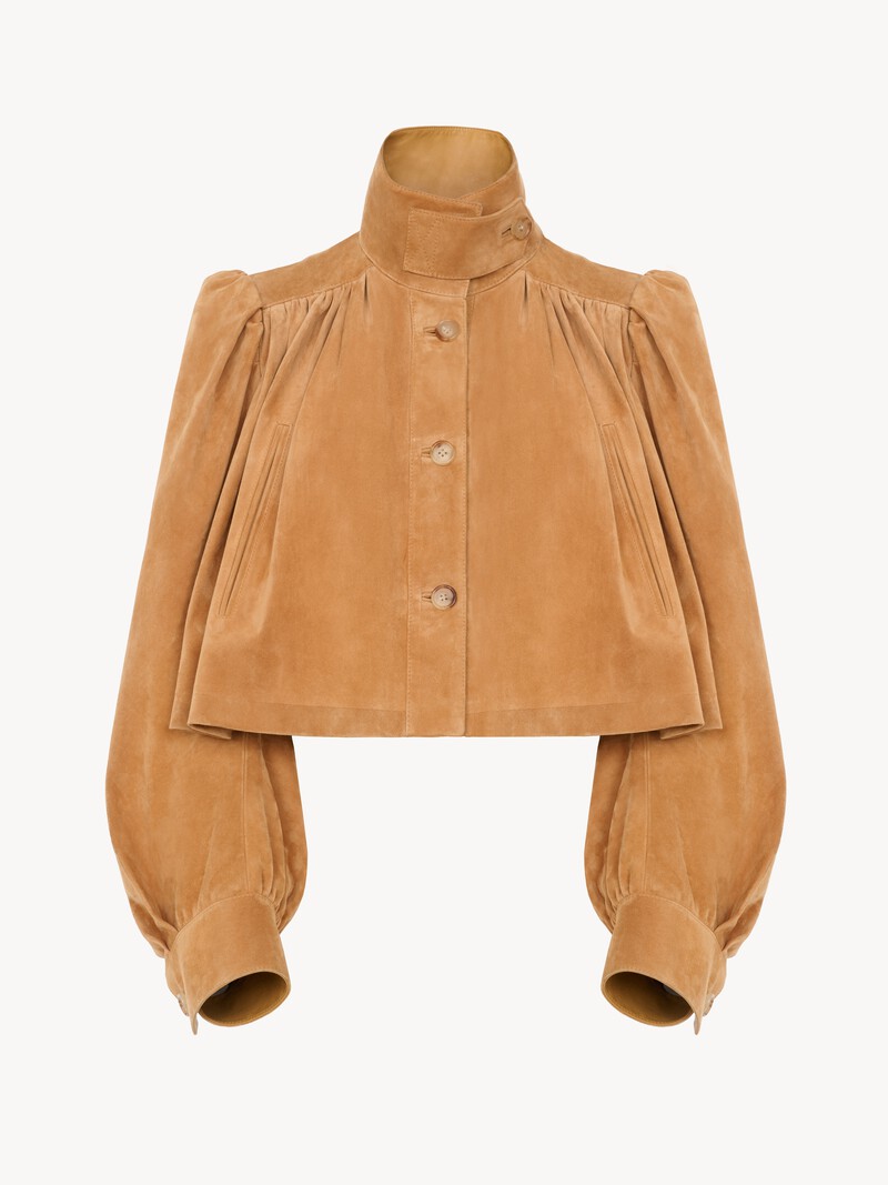 Gathered boule jacket in suede leather by Chloé