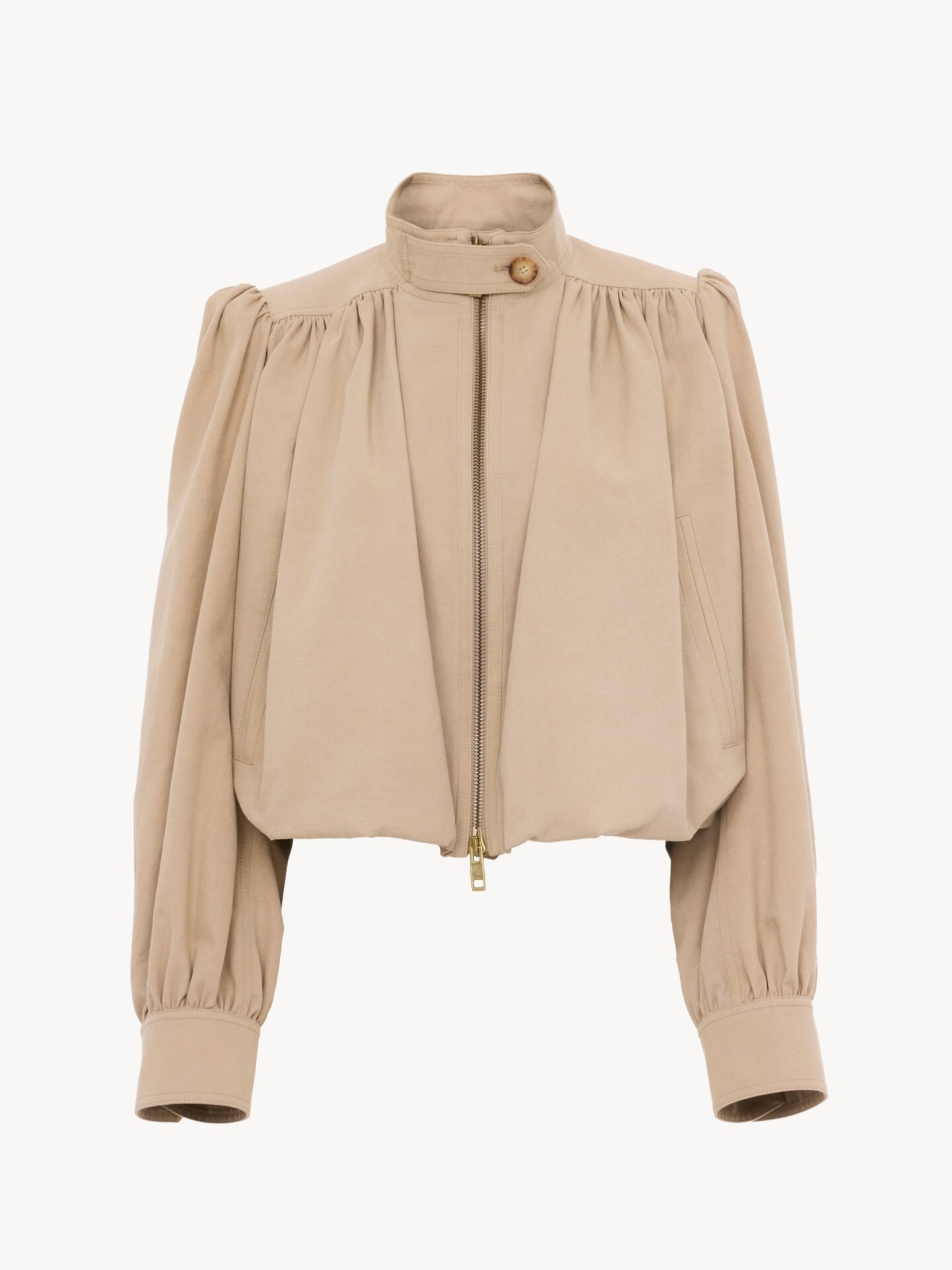 Geraffte Boule-Jacke aus Baumwollcanvas - 1