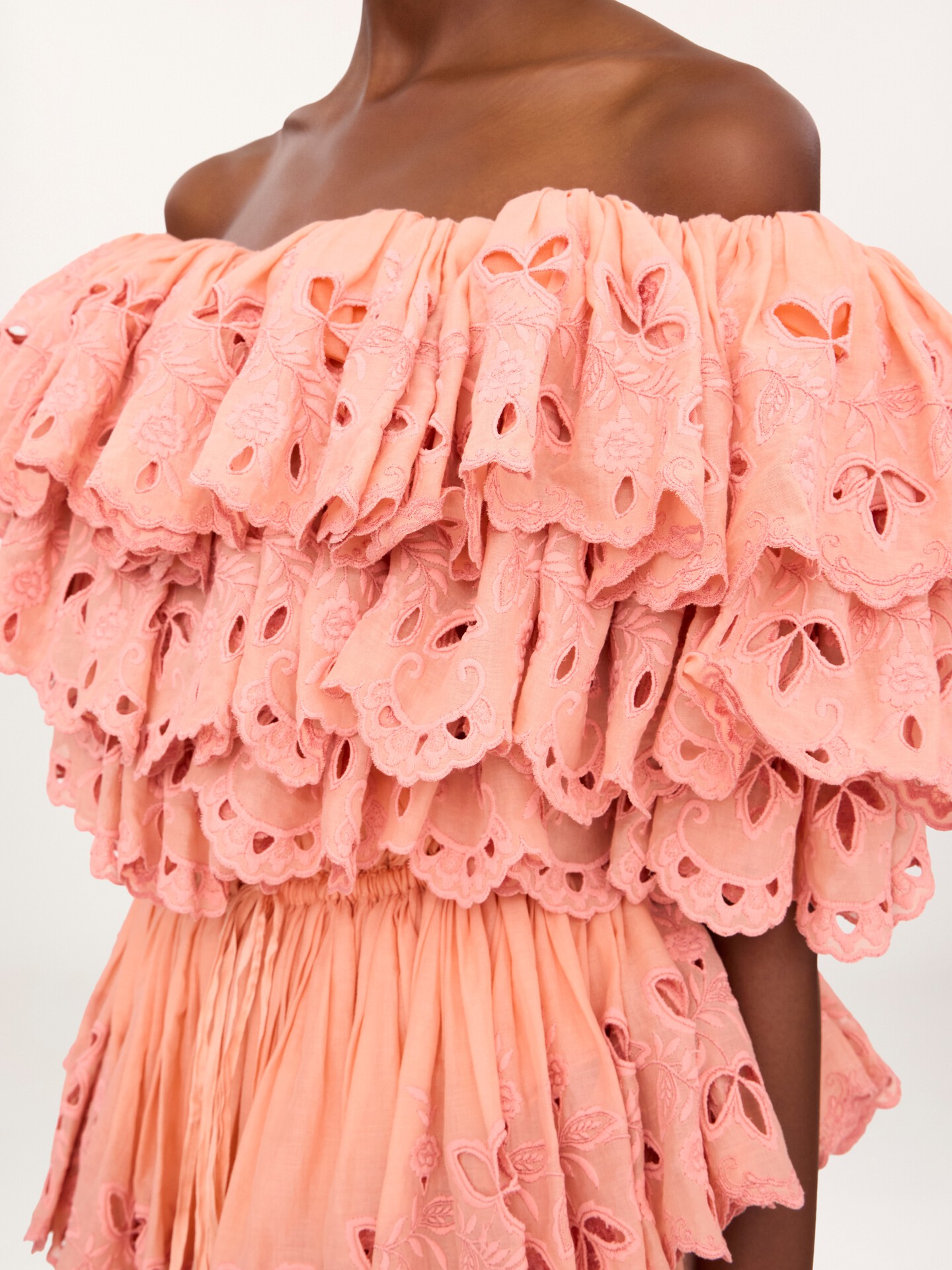 Long ruffled dress in cotton voile - 6