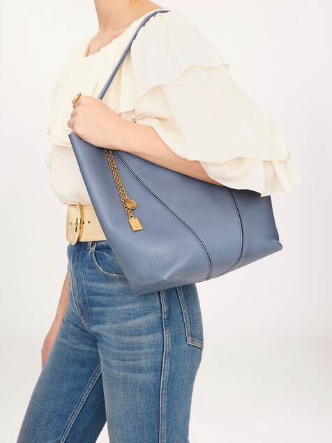 Sac cabas Chlo&eacute; Spin en cuir grain&eacute;