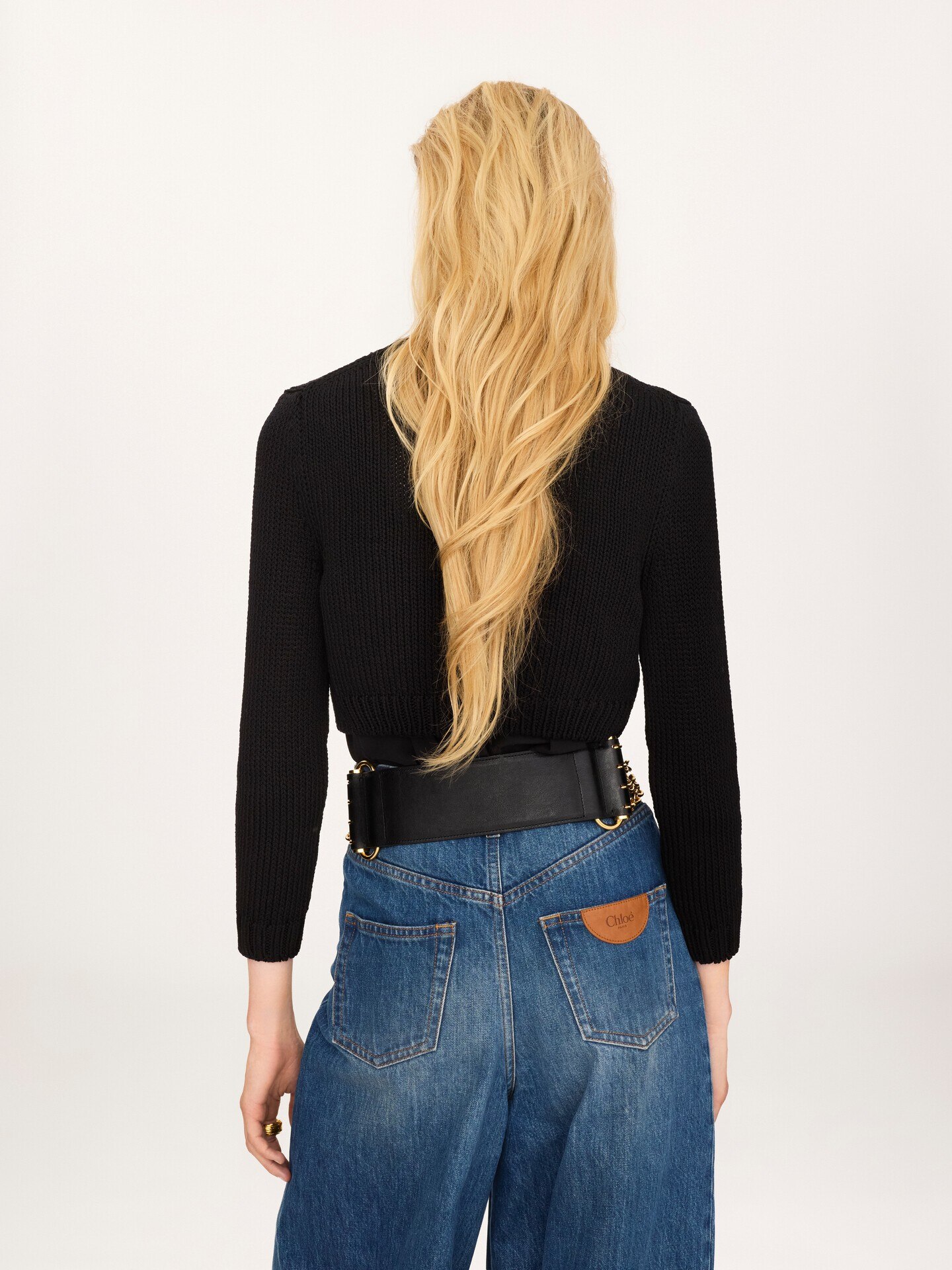 Cropped fitted logo cardigan in a cotton knit - 4.0