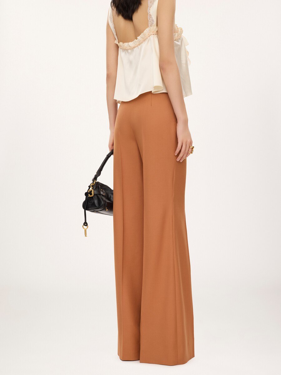 High-rise flared trousers in wool gabardine - 5