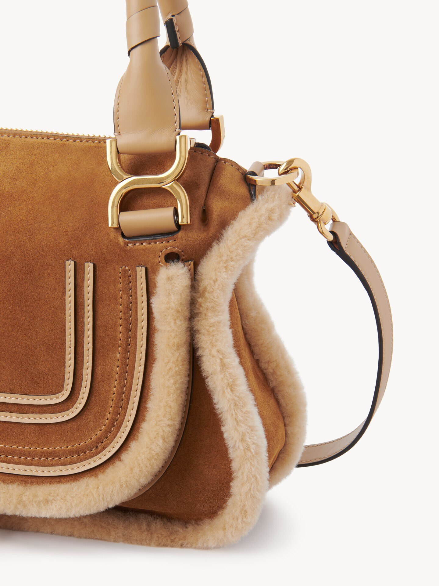 Petit sac Marcie en cuir velours et shearling - 6