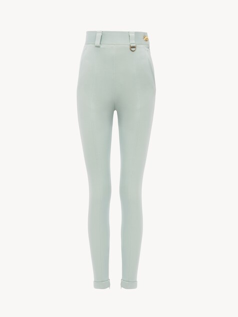 High-rise fitted pants in bonded stretch jersey