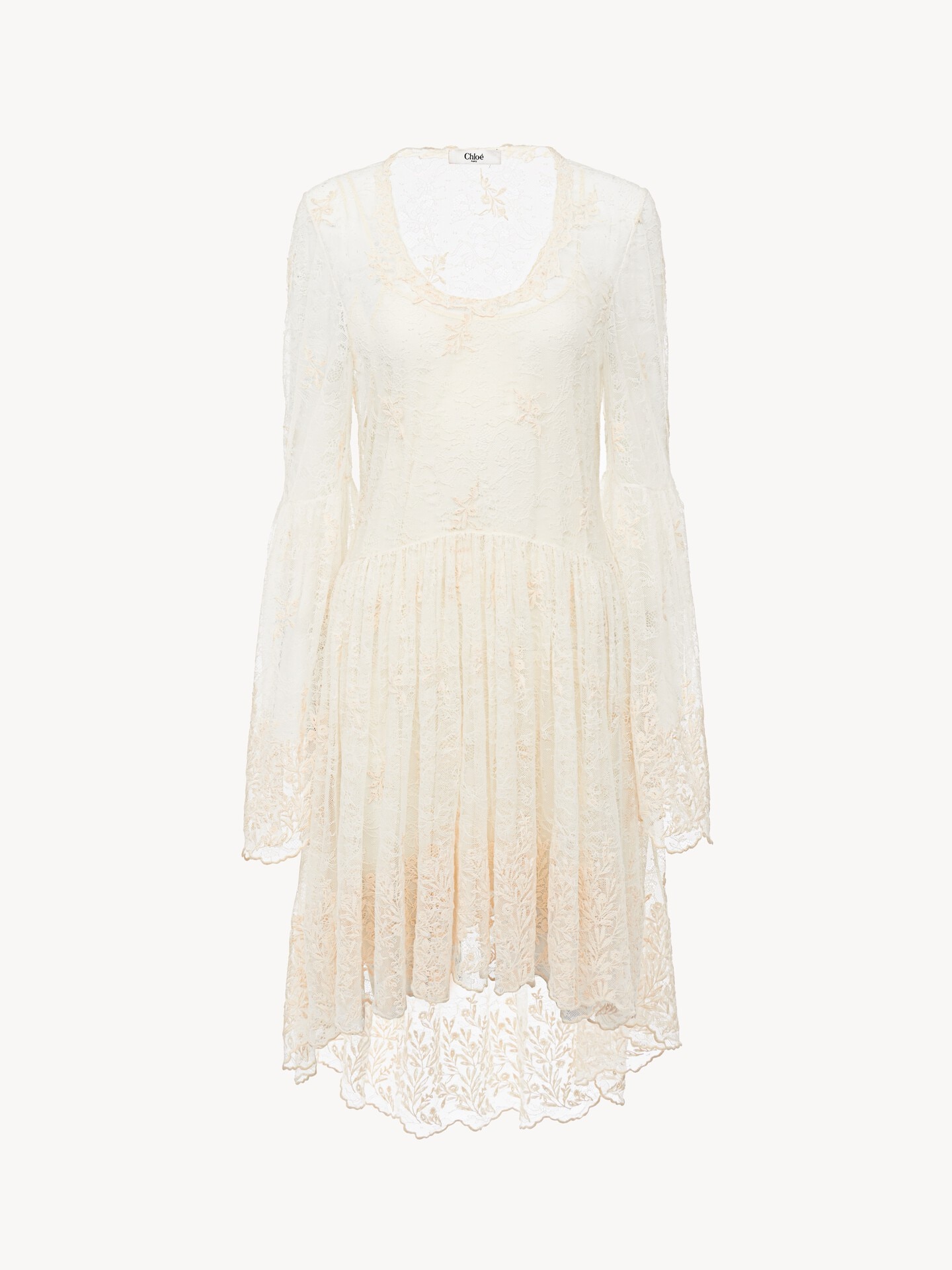 Minikleid mit Rundhalsausschnitt aus bestickter Spitze - 2