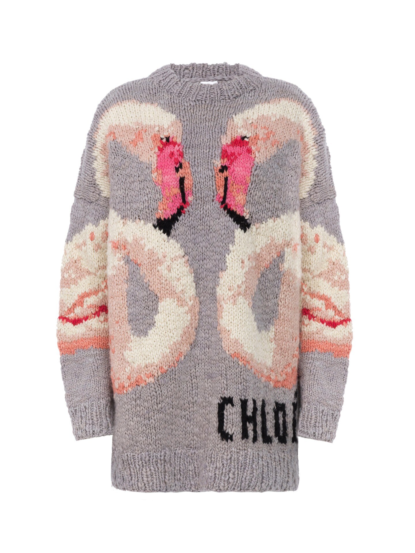 Chloe - Chloe  ワッペン付き ニット Oversized logo sweater in a wool knit Grey - Chloé