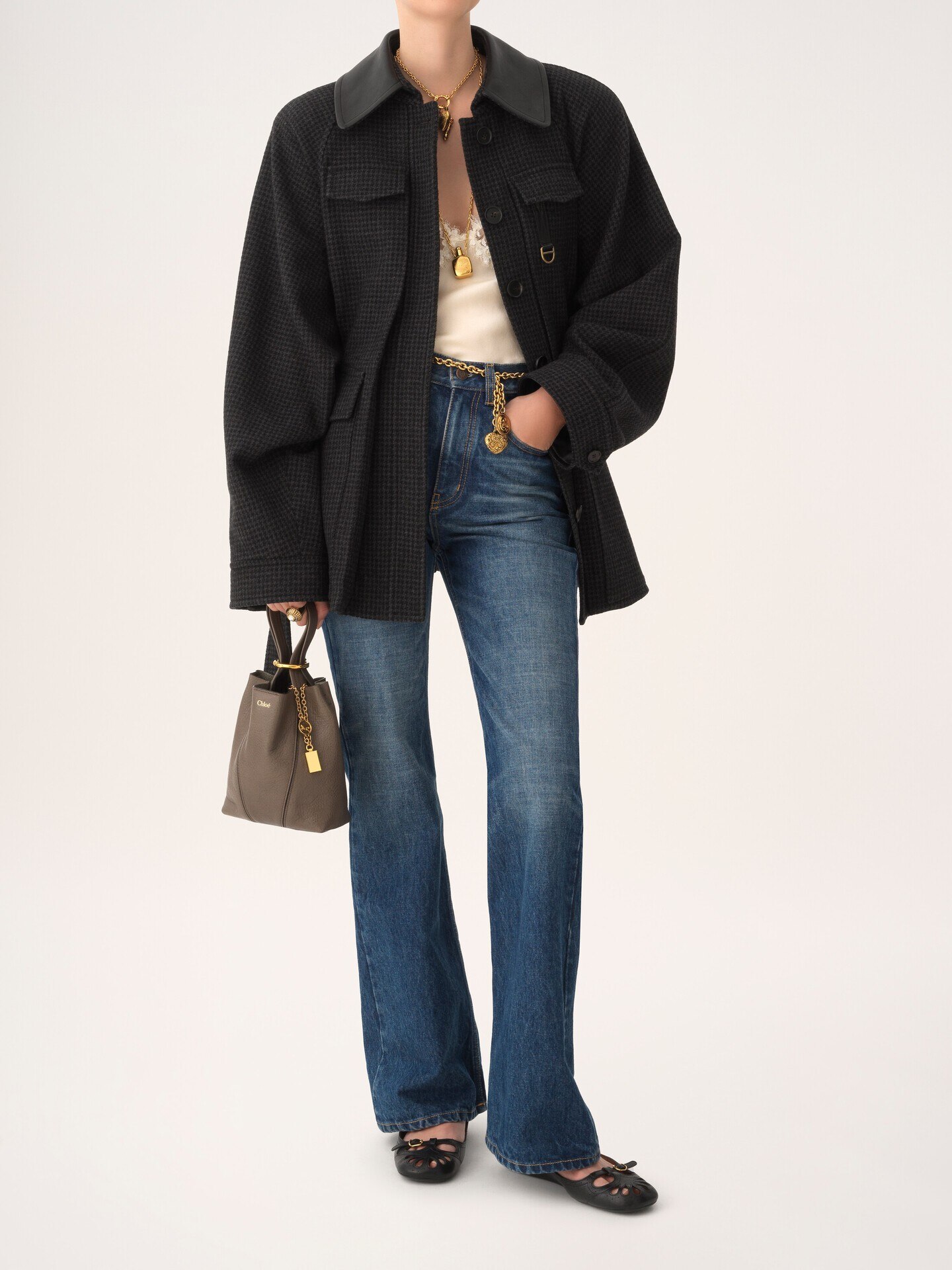 Small Chlo&eacute; Spin tote bag in grained leather - 7