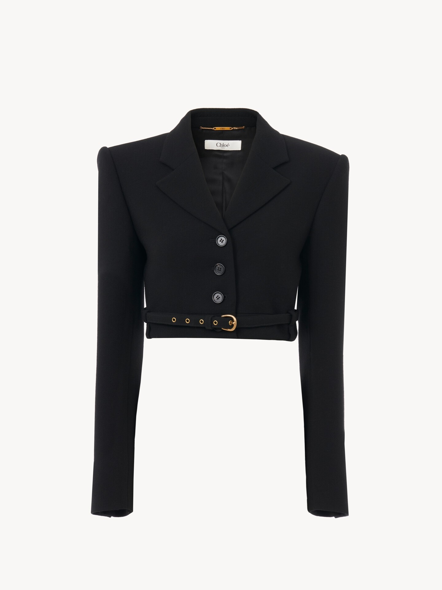 Veste spencer courte en cr&ecirc;pe de laine - 1