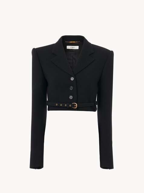 Spencer-Jacke aus Wollkrepp im Cropped-Stil