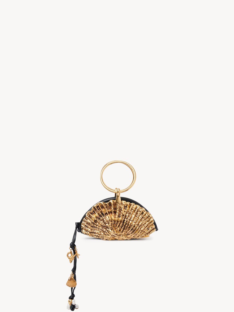 Sea Treasures Shell zipped clutch in soft leather & metal - 1