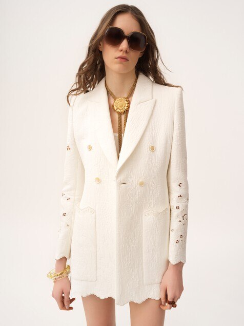 Double-breasted tailored jacket in a cotton mix