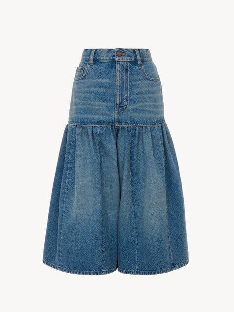 High-rise balloon bermuda shorts in denim