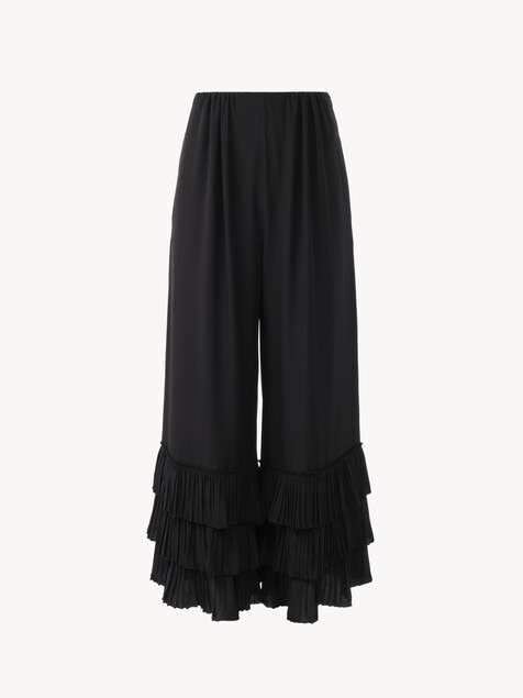 Fluid wide-leg pants in cr&ecirc;pe de chine