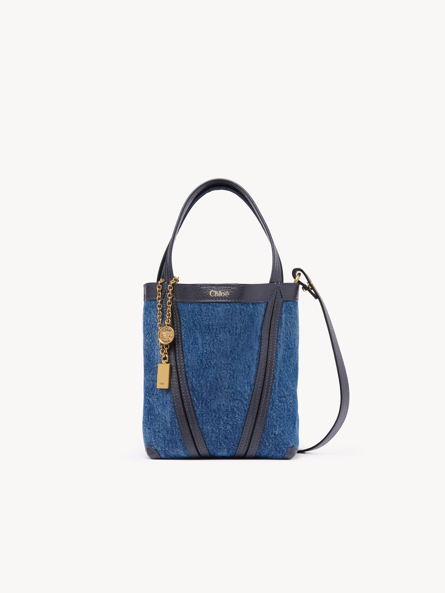 Small Chlo&eacute; Spin tote bag in denim - 1