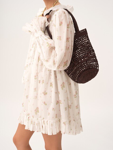 Small Summer Banana tote bag in raffia