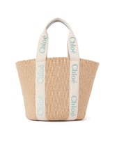 天然繊維を使用したWoodyラージバスケットバッグ 茶色 - Chloé