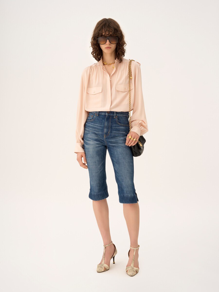 Blouse fronc&eacute;e en cr&ecirc;pe de chine - 3