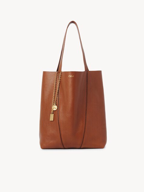 Small Chloé Spin tote bag in suede leather Gold / Khaki - Chloé