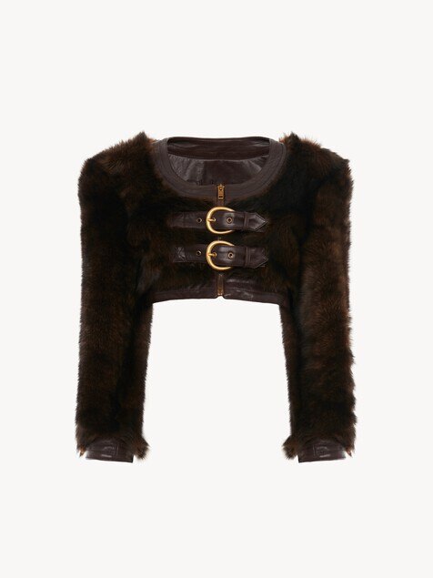 Cropped Spencer jacket in leather