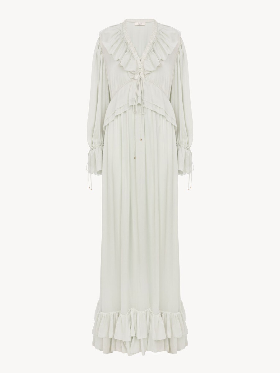 Long gathered dress in silk charmeuse - 1