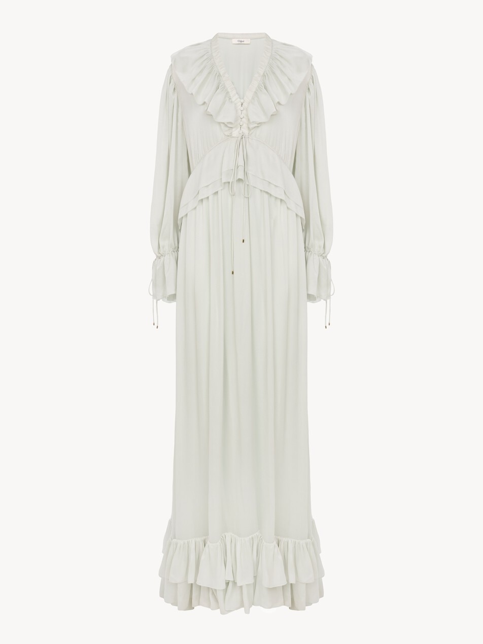 Gathered long dress in silk charmeuse - Packshot