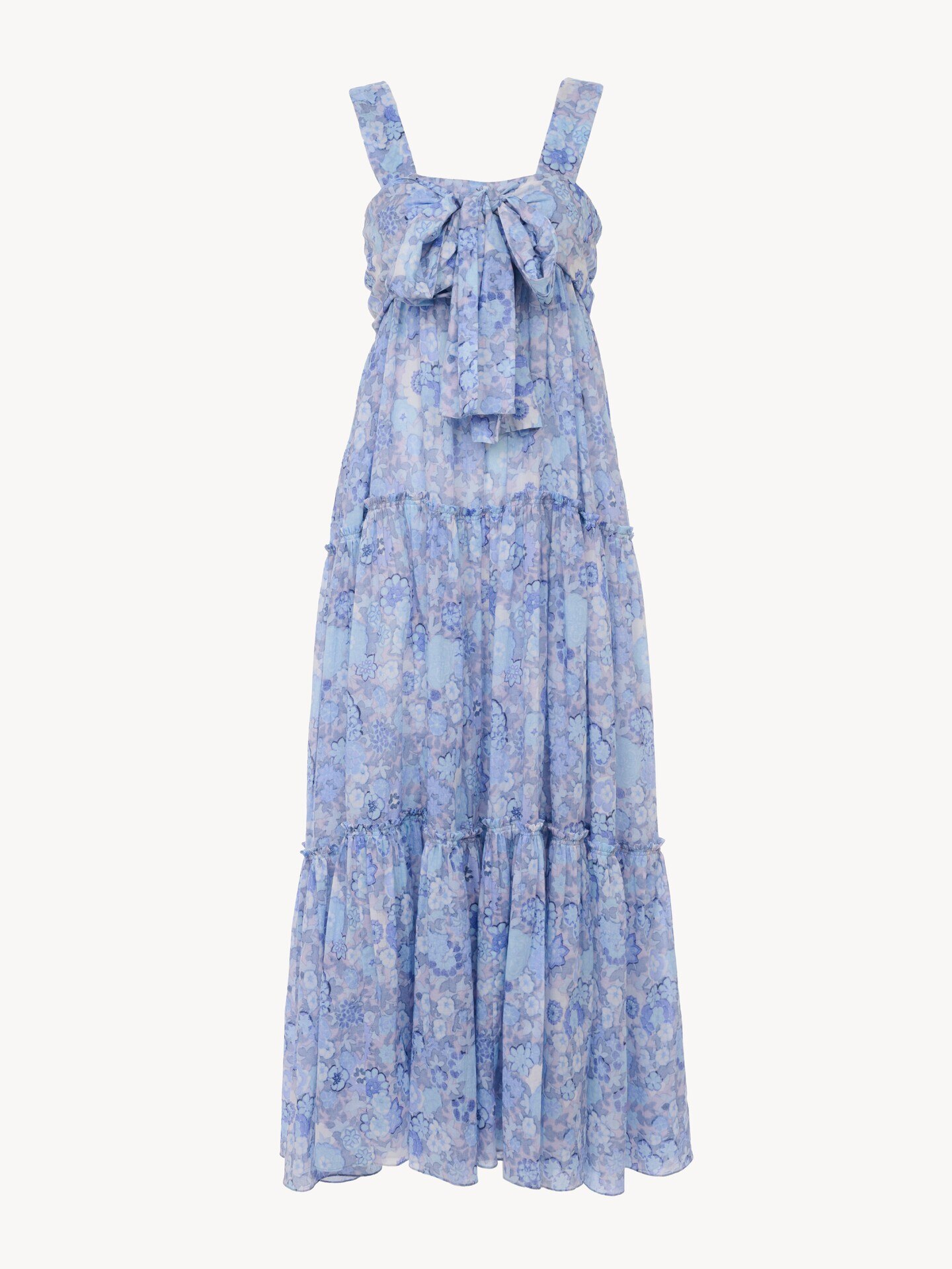 Gestuftes langes Kleid aus Baumwollvoile - 2