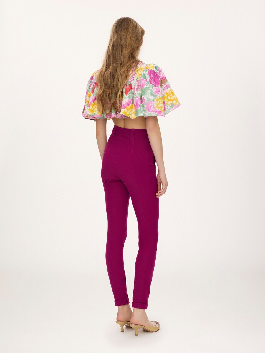 Gathered cropped top in cotton poplin - 5