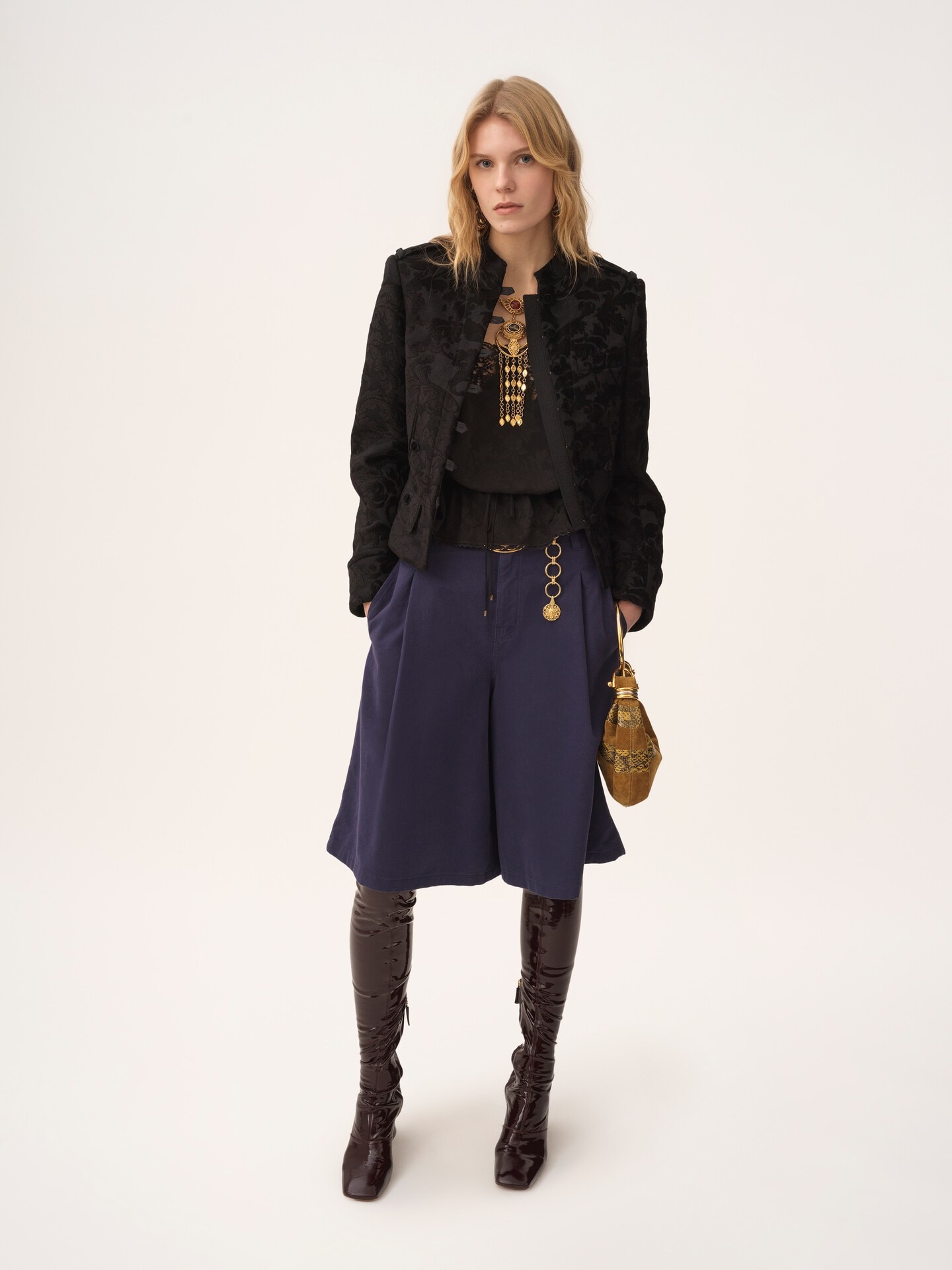 Camisole-Top mit Kordelzug aus Seidenjacquard und Spitze - 3