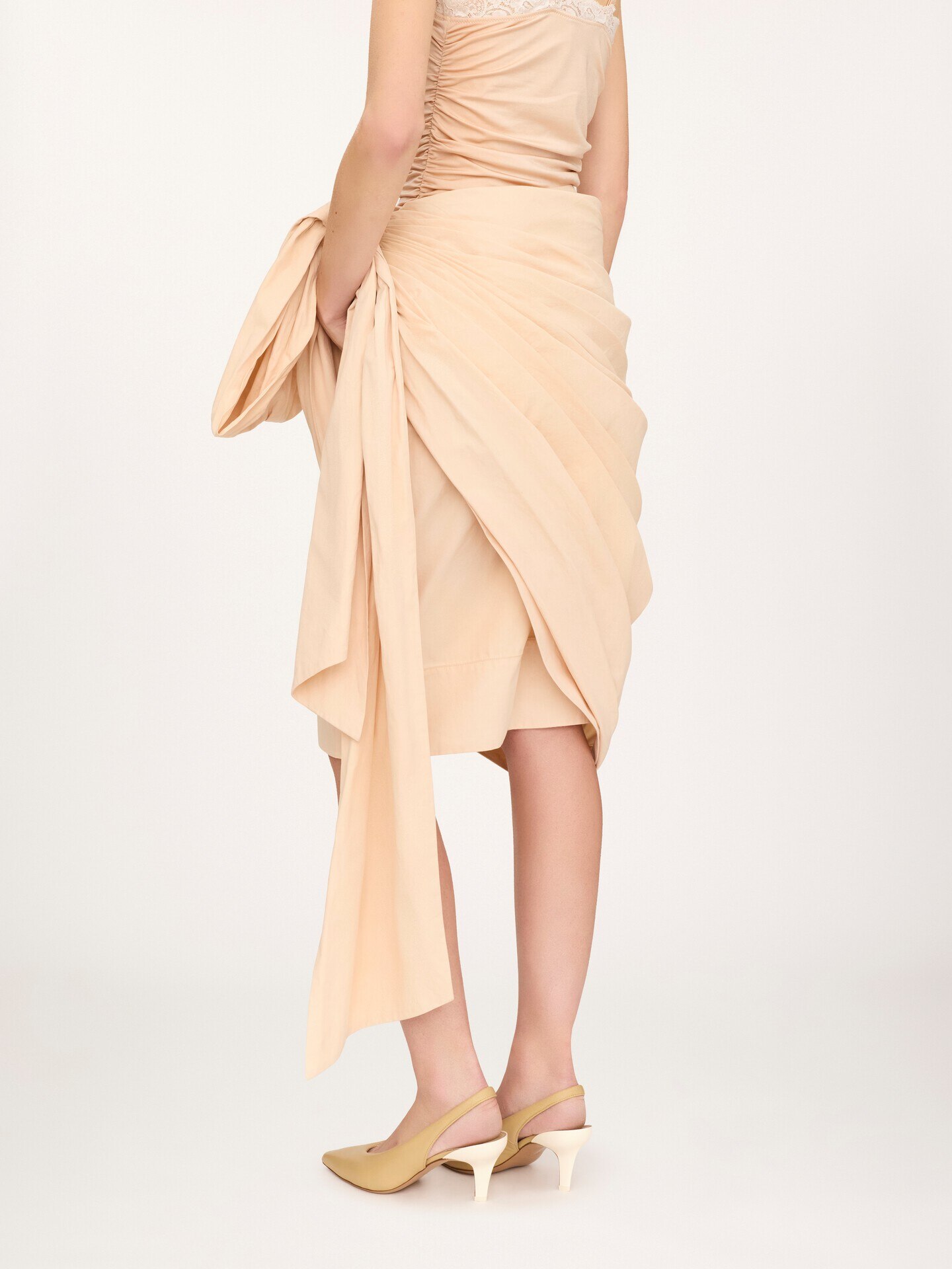 Knee-length wrap skirt in cotton poplin - 4.0