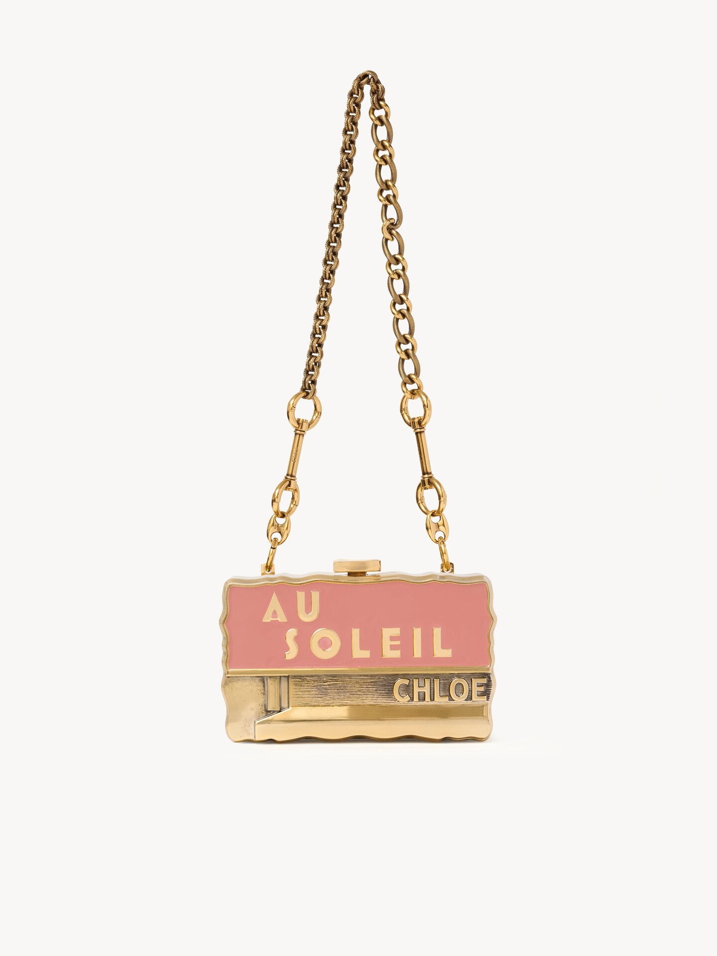 Chlo&eacute; Soleil minaudi&egrave;re with chain in brass & enamel - 1.0