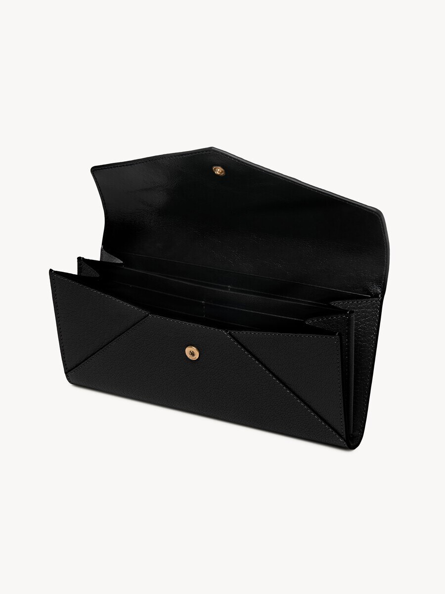 Cartera larga con solapa Envelope de cuero granulado - 5