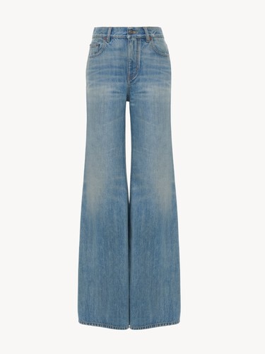 Hoch taillierte Denim-Jeans mit weitem Bein - 2