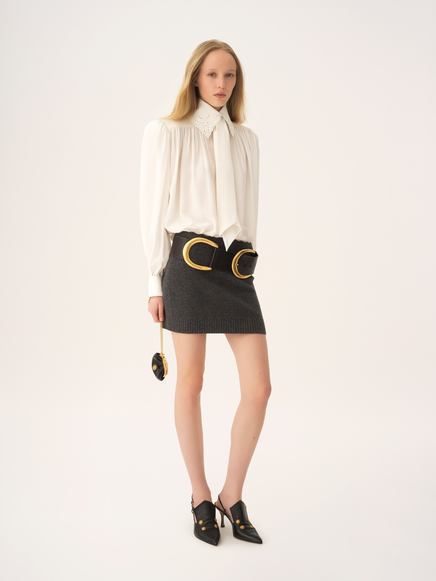 Fitted mini skirt in a wool & cashmere knit - 3