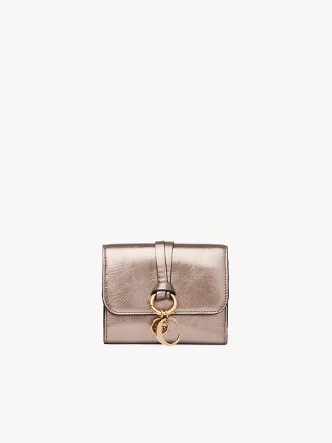 Small Alphabet tri-fold in metallized leather