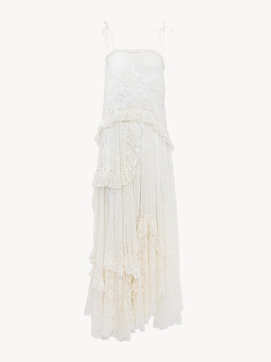 Thin-strap long dress in embroidered lace - 2