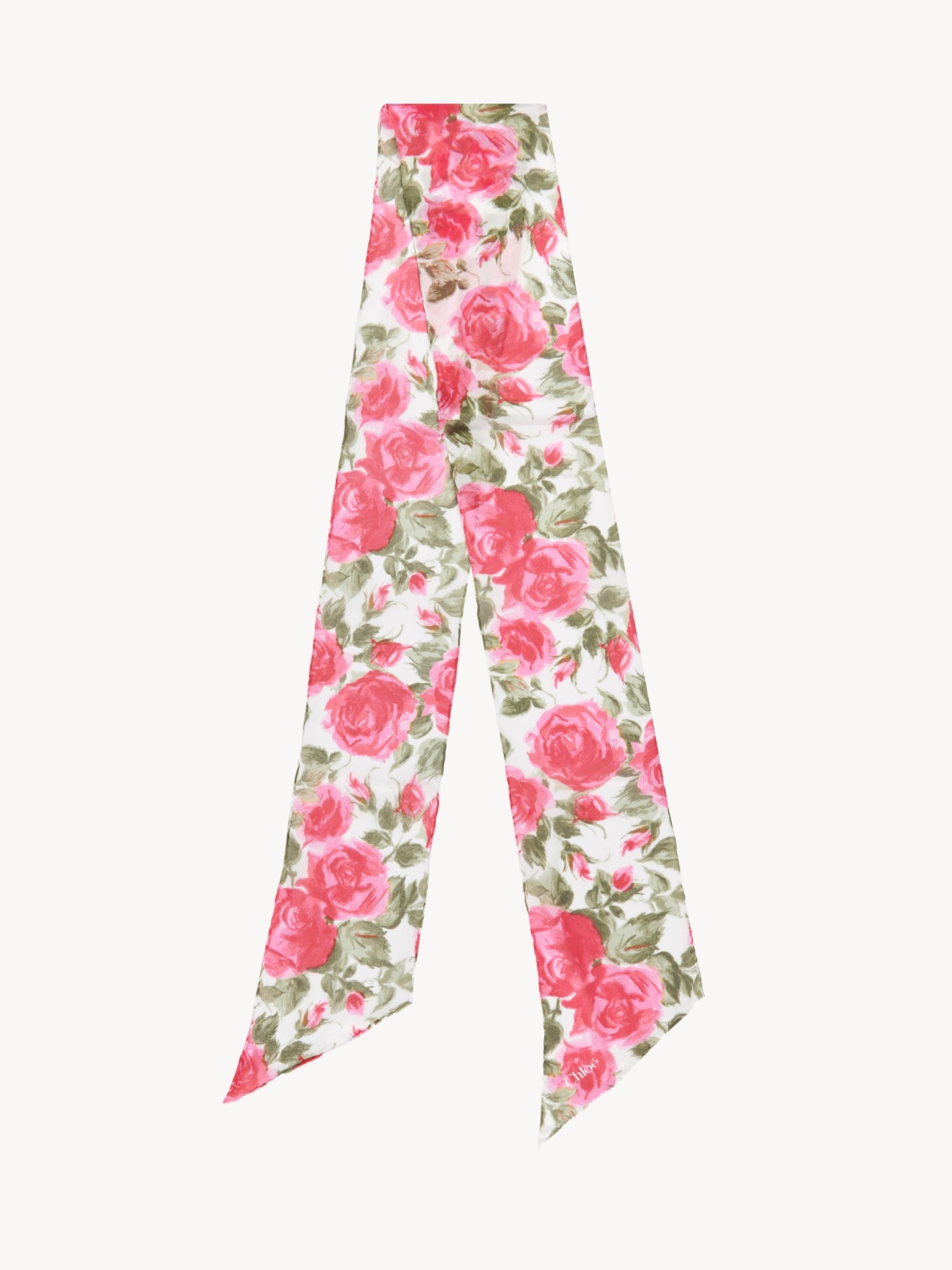 The Chlo&eacute; Wild Flowers bandeau scarf in silk georgette - 1.0