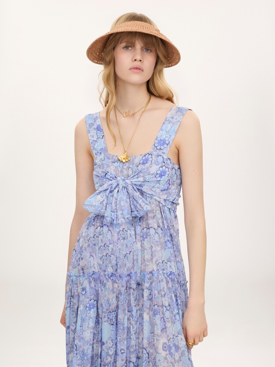 Tiered long dress in cotton voile - 4