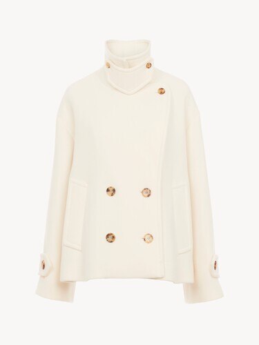 Oversized short coat in wool - 1