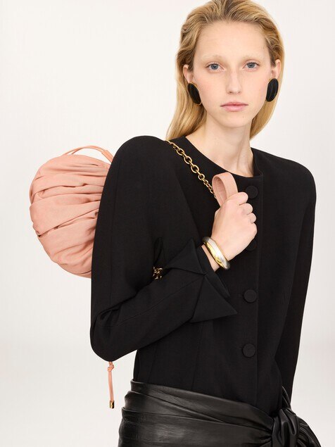Borsa a spalla Chlo&eacute; Pliss&eacute; con catena in nylon