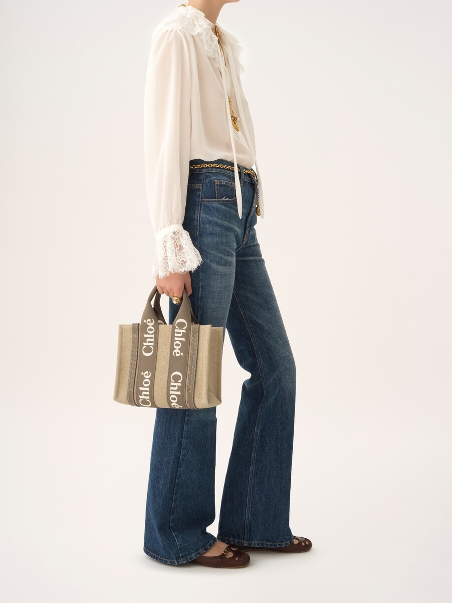 Kleine Woody Tote Bag aus Leinen - 8