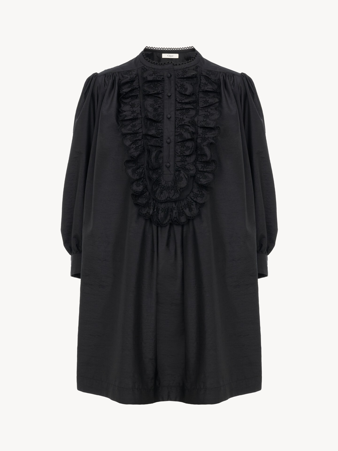 Long-sleeve mini dress in technical taffeta - 2.0