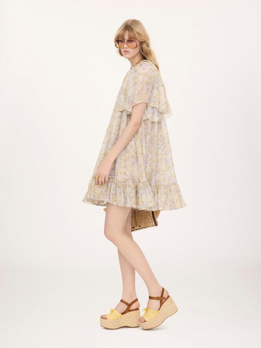 Robe courte pliss&eacute;e en charmeuse de soie - 6
