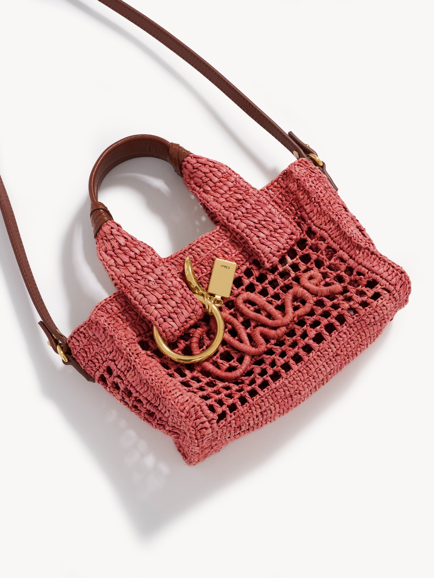 Mini Summer Banana east-west tote bag in raffia - 6