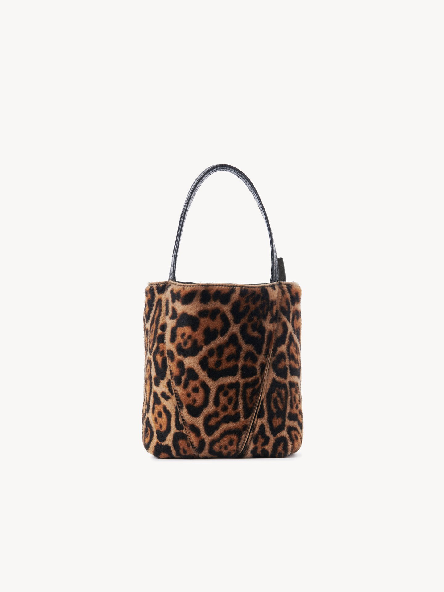 Small Chlo&eacute; Spin tote bag in leopard-print shearling - 4.0