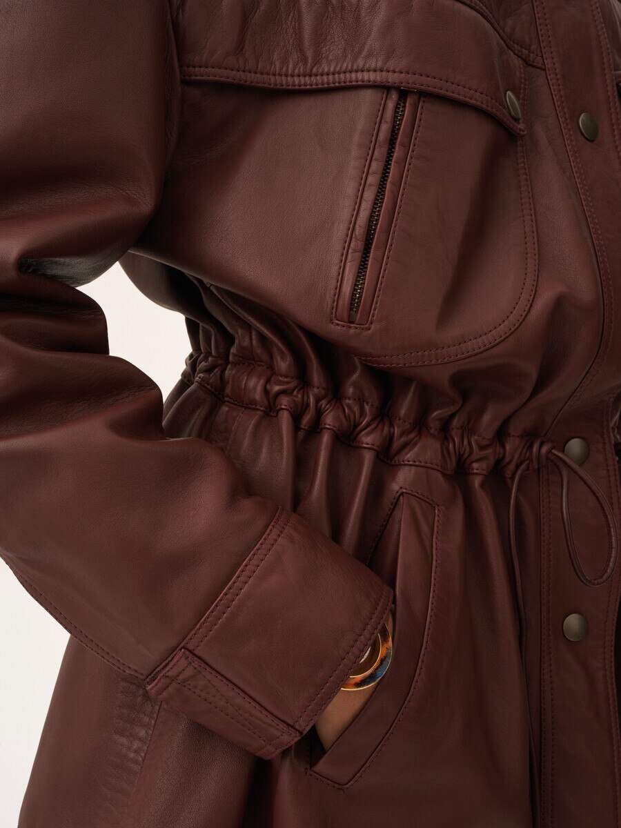 High-neck parka in leather - 7