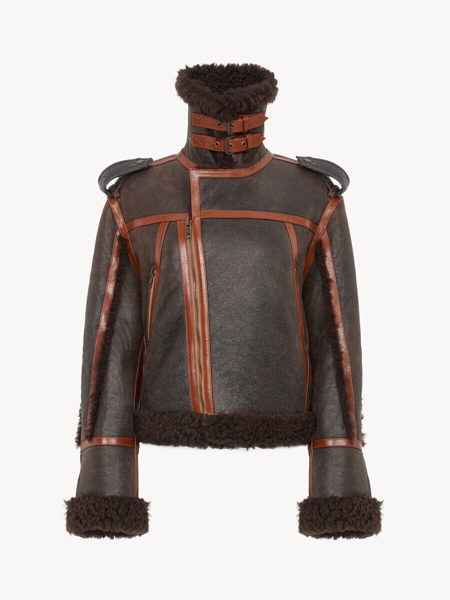 Hochgeschlossene Jacke aus Shearling - 2