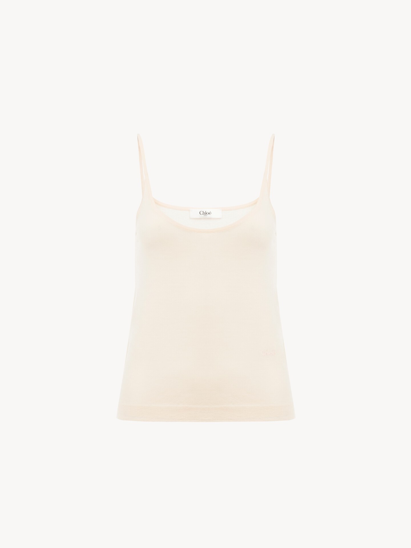 Thin-strap tank top in superfine wool knit  - 1